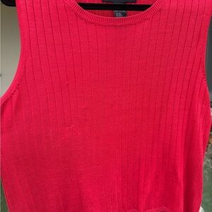august silk Red Ribbed Crewneck Sweater Tank